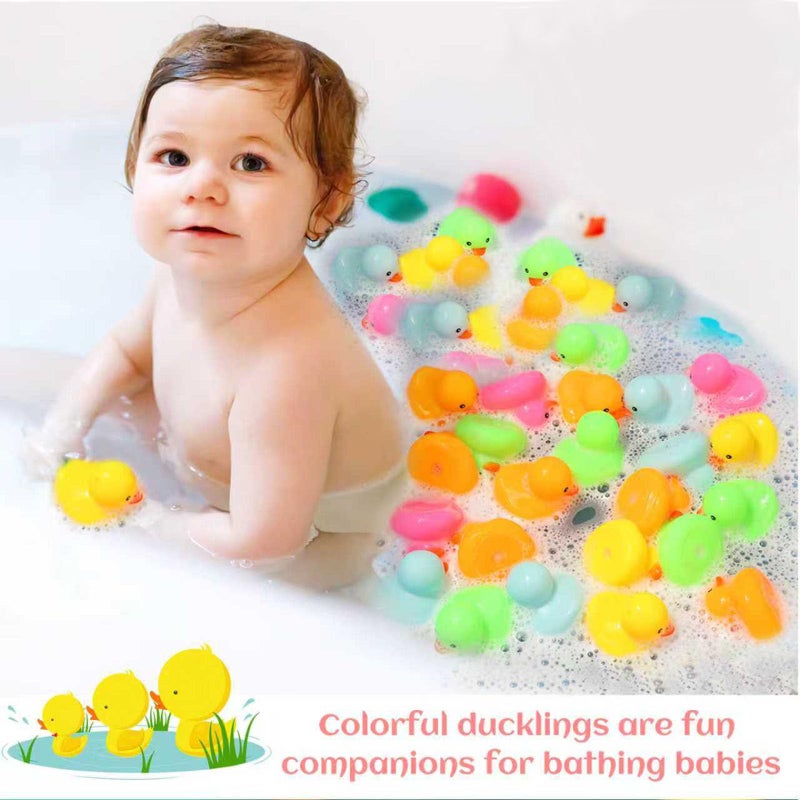 EKisemio 50pcs Mini Rubber Ducks Bath Toys, Multicolor Rubber Duckies Bulk, Mini Ducks Hiding for Cruise Ship Party Favors Shower Decorations Ducky Themed Pool Squeeze Games Classroom Prize - Image 2
