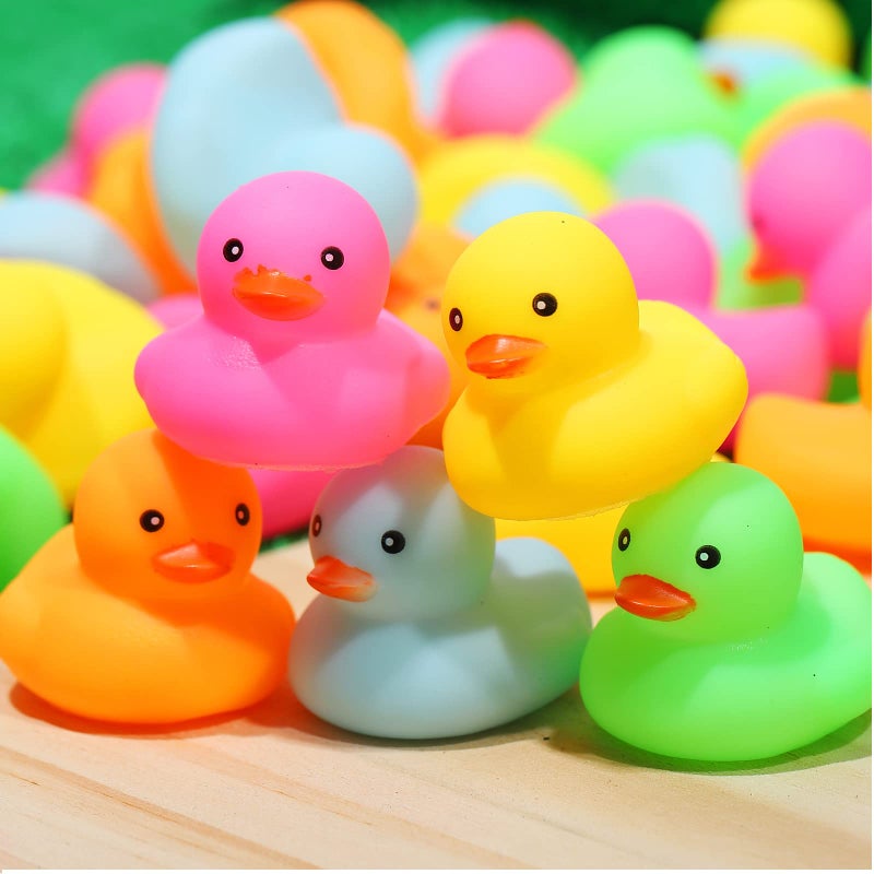 EKisemio 50pcs Mini Rubber Ducks Bath Toys, Multicolor Rubber Duckies Bulk, Mini Ducks Hiding for Cruise Ship Party Favors Shower Decorations Ducky Themed Pool Squeeze Games Classroom Prize - Image 4