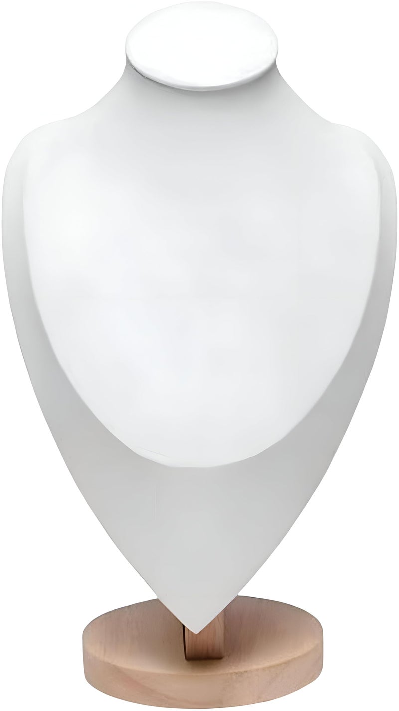 Velvet Necklace Display Stand - Elegant 3D Mannequin with Soft Fabric Base for Secure Jewelry Storage and Premium Chain Exhibition (White, L) - Image 1