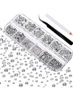 Generic Flat Back Rhinestones 6 Sizes (1.5-6mm) Round Crystal Rhinestones with Picking Tweezer and Rhinestone Picking Pen for Crafts, Nails, Clothes, Shoes, Bags and Arts  - Image 2