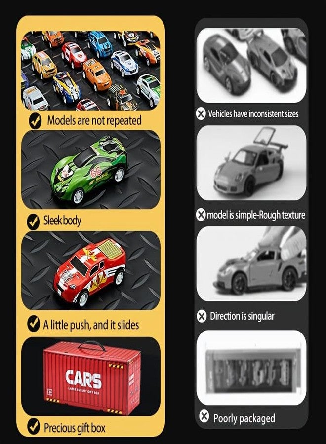 Brigand 48pcs Mini Alloy Die-Cast Cars Set with Storage Box – Assorted Metal Pull Back Vehicles Toy for Kids, Boys & Girls Ages 3+, Birthday Gift, Travel & Play Organizer Case.(Car Container Track) - Image 4