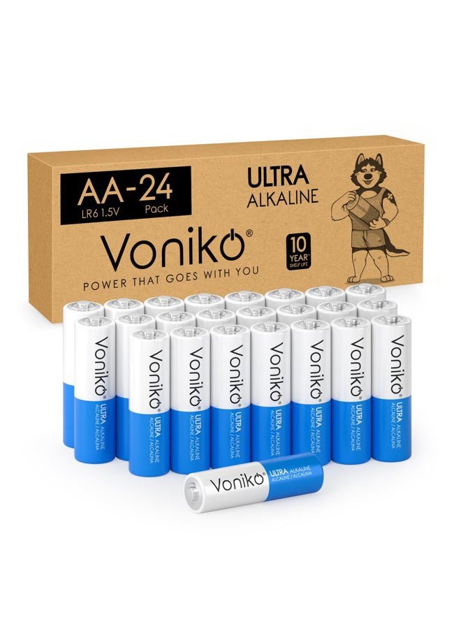 Voniko Premium Grade AA Batteries - (24 Pack) - Alkaline Double A Battery - Ultra Long-Lasting, Leakproof 1.5v Batteries - 10-Year Shelf Life - Image 1