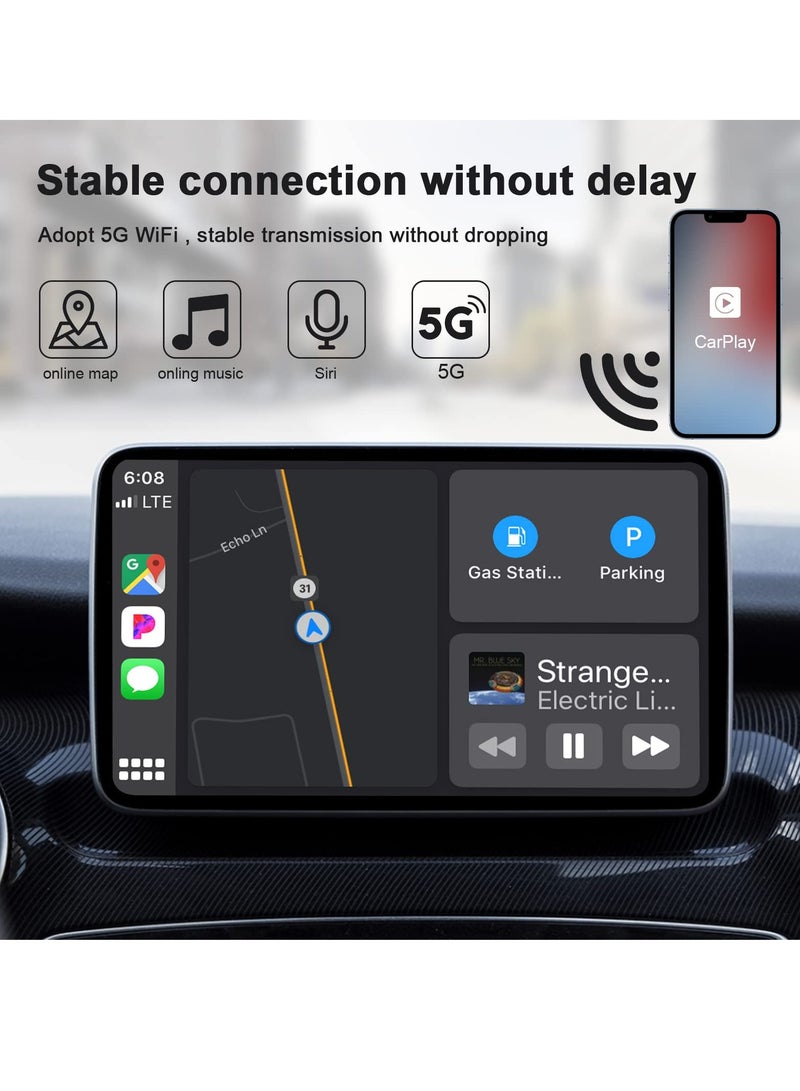 محول CarPlay لاسلكي لهاتف iPhone - تحويل CarPlay السلكي إلى لاسلكي مع Bluetooth و WiFi 5GHz، اتصال تلقائي، تحديثات عبر الإنترنت، متوافق مع iOS 13+، أسود. - Image 3