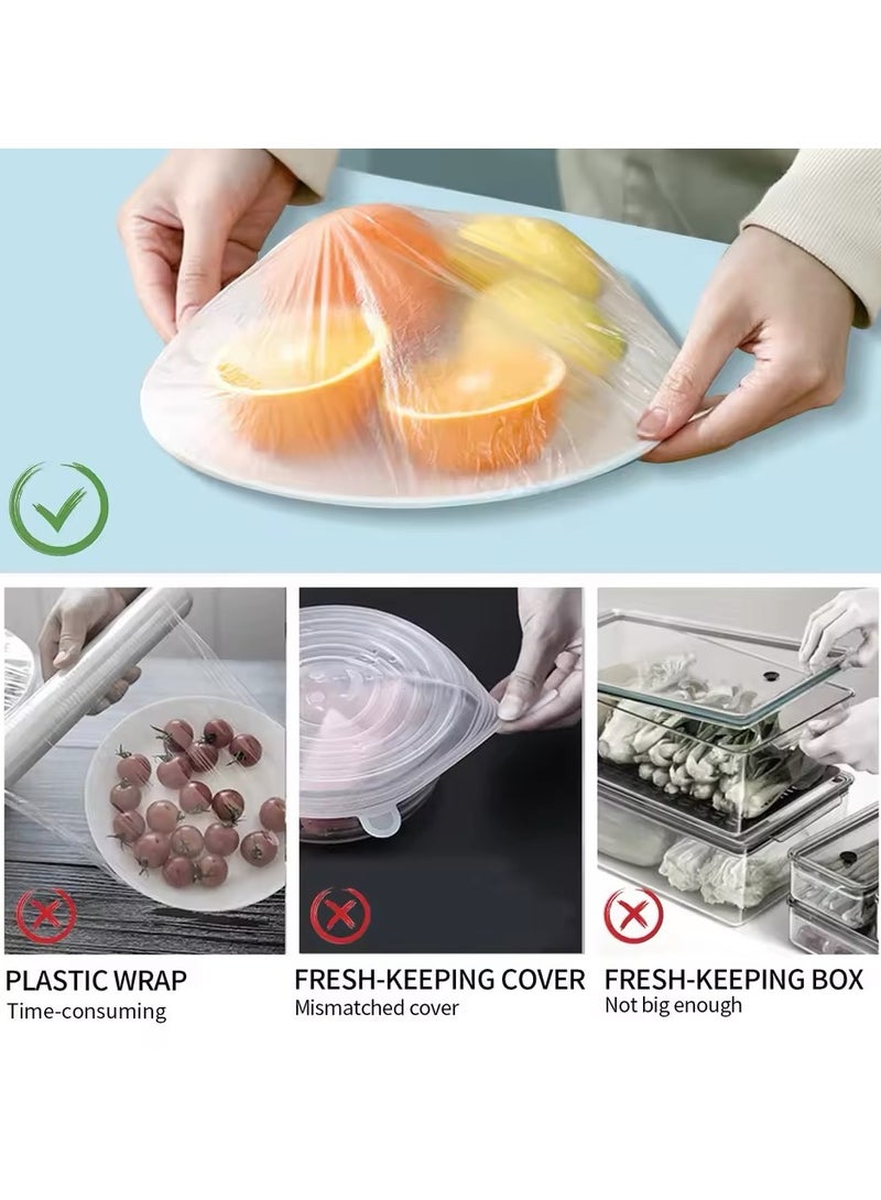 100 Pes A Transparent Stretchable Flexible Cover That Can Be Reused Several Times To Cover Fresh Foods Or To Quickly Cover A Food Plate Soup Bowl Or Fruit Bowl For Square Or Round Dishes  - Image 3