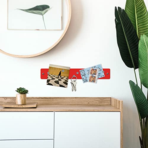 Three by Three Seattle 14 x 2.5 Inch Metal Mini Strip Frameless Magnetic Bulletin Board with 6 Magnets for Memos, Photos, Lists, and More in Office, Home, or School Décor (Red) - Image 4