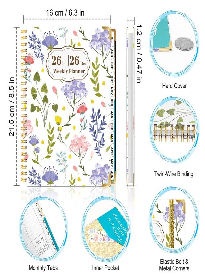 METEOROCK Weekly Planner 2026, Jan.2026 - Dec.2026 A5 Monthly & Daily Planner with Bookmark, 21.5 x 16 cm Spiral Bound Planners for School Office, Weekly Notebook with Monthly Tabs - Image 4