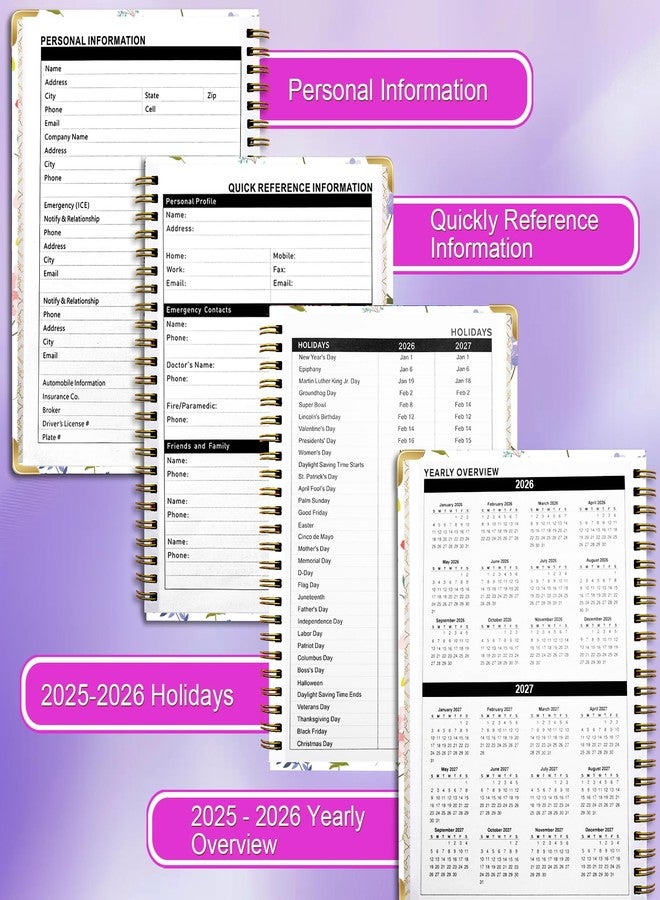 METEOROCK Weekly Planner 2026, Jan.2026 - Dec.2026 A5 Monthly & Daily Planner with Bookmark, 21.5 x 16 cm Spiral Bound Planners for School Office, Weekly Notebook with Monthly Tabs - Image 5