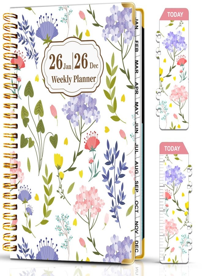METEOROCK Weekly Planner 2026, Jan.2026 - Dec.2026 A5 Monthly & Daily Planner with Bookmark, 21.5 x 16 cm Spiral Bound Planners for School Office, Weekly Notebook with Monthly Tabs - Image 1