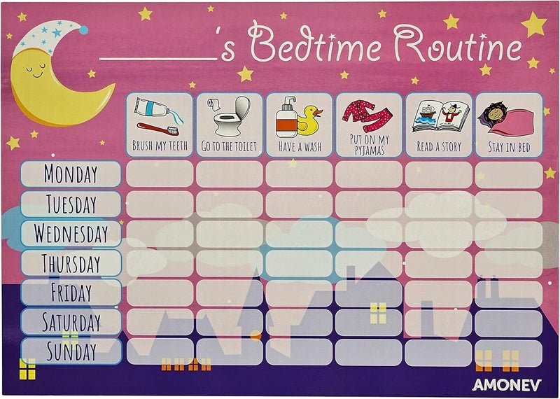 Amonev Bedtime Routine Chart Reward Chart for Sleep Training Twin Pack chart for Boys Girls toddlers and young children with 225 stars stickers included - Image 5