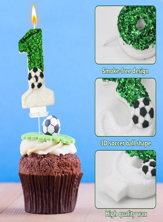 JonesLi Birthday Candles，Soccer Birthday Decorations，Soccer Cake Topper,for Girl and boy Cake Toppers, Wedding Cakes, Anniversaries, Party Celebrations, Birthday Decorations (Green White, Number 10) - Image 3