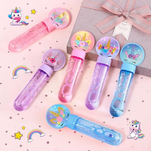 Winrayk 24 Large Unicorn Bubble Wands with Gift Box Kids Unicorn Party Favors Pastel Bubbles Bulk 6 Style 3 Color Pinata Filler Goodie Bag Stuffer Carnival Prize Summer Girls Birthday Supplies - Image 5