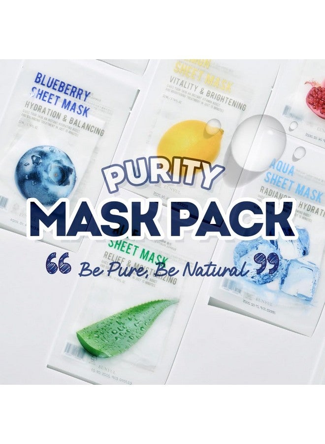 EUNYUL [PACK OF 8] Purity Facial Sheet Mask Pack 8 types Korean Skincare Hydrating & Nourishing & Natural Ingredients for All Skin Type - Image 2