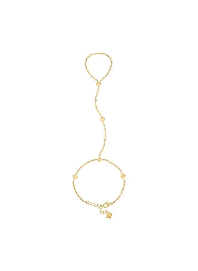 Guy Laroche Laury Gold plated Hand Bracelet with Logo and Crystals for Women