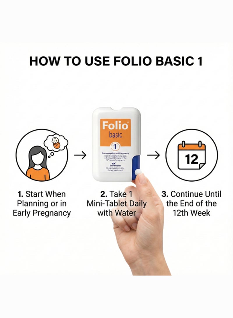 Folio 1 Preconception & Pregnancy – Folate & Essential Vitamins – 90 Tablets - Image 5