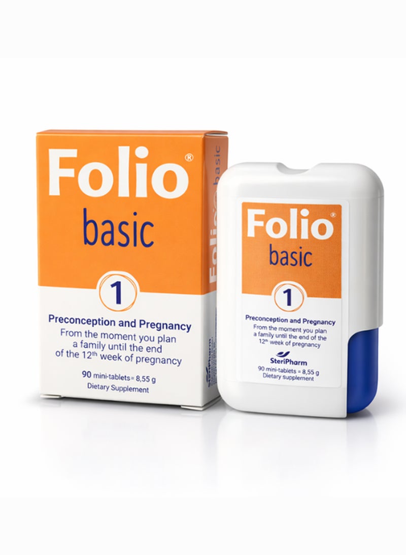 Folio 1 Preconception & Pregnancy – Folate & Essential Vitamins – 90 Tablets - Image 1