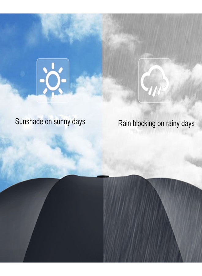 يو في مظلة أوتوماتيكية للرجال والنساء، مظلة مطر وشمس قابلة للطي مزدوجة الاستخدام مع طلاء أسود للحماية من الشمس، إطار مظلة معزز للحماية من الأشعة فوق البنفسجية، قطر 97 سم - Image 5