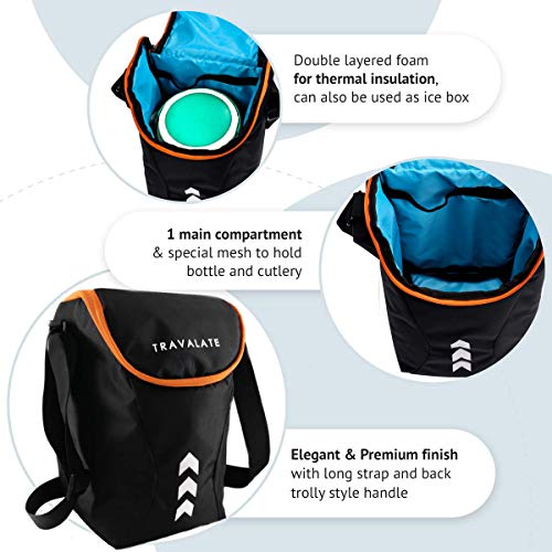 TRAVALATE® Waterproof Lunch Bag for Office Men and Women- Thermally Insulated Tiffin Bag (Black Orange, Polyester) 12 litres - Image 5