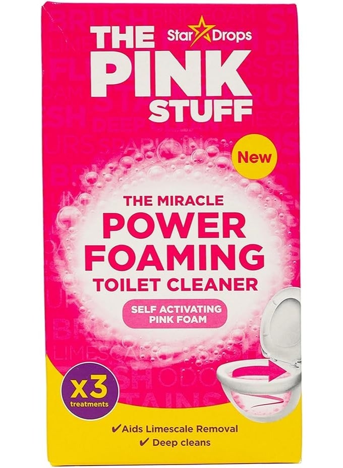 Stardrops The Pink Stuff Miracle Power Foaming Toilet Cleaner, Deep Cleaning Foam, Removes Dirt and Limescale, Fresh Scent, 3 Treatments