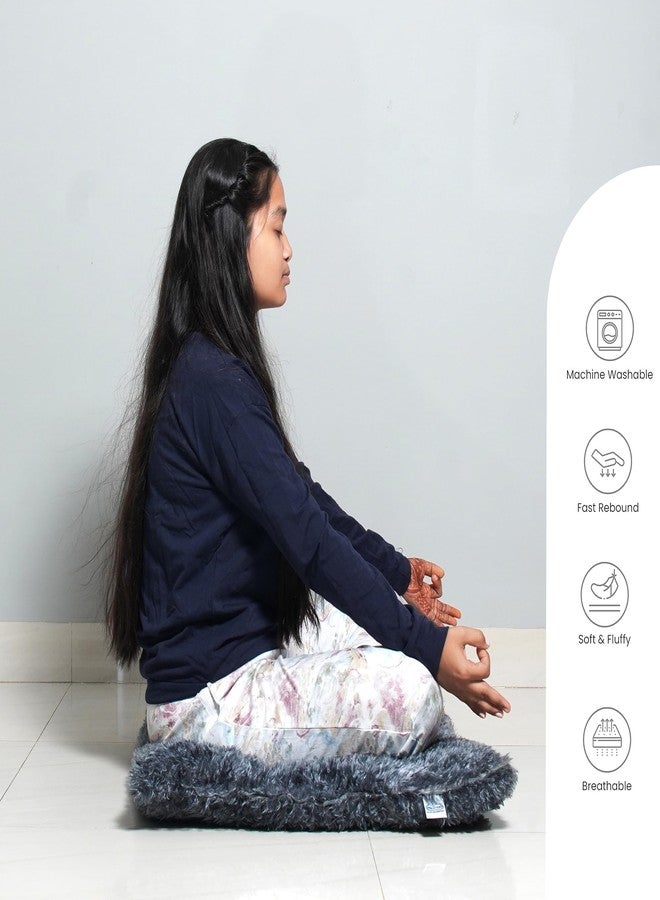 NEXTGO Floor Seat Cushions Yoga Meditation Mat Pooja aasan Soft Extra Comfortable Feather Touch Last Long Upto Washable Material Size 24 x 30 Inch 2 x 2.5 Fit Colour Grey - Image 3