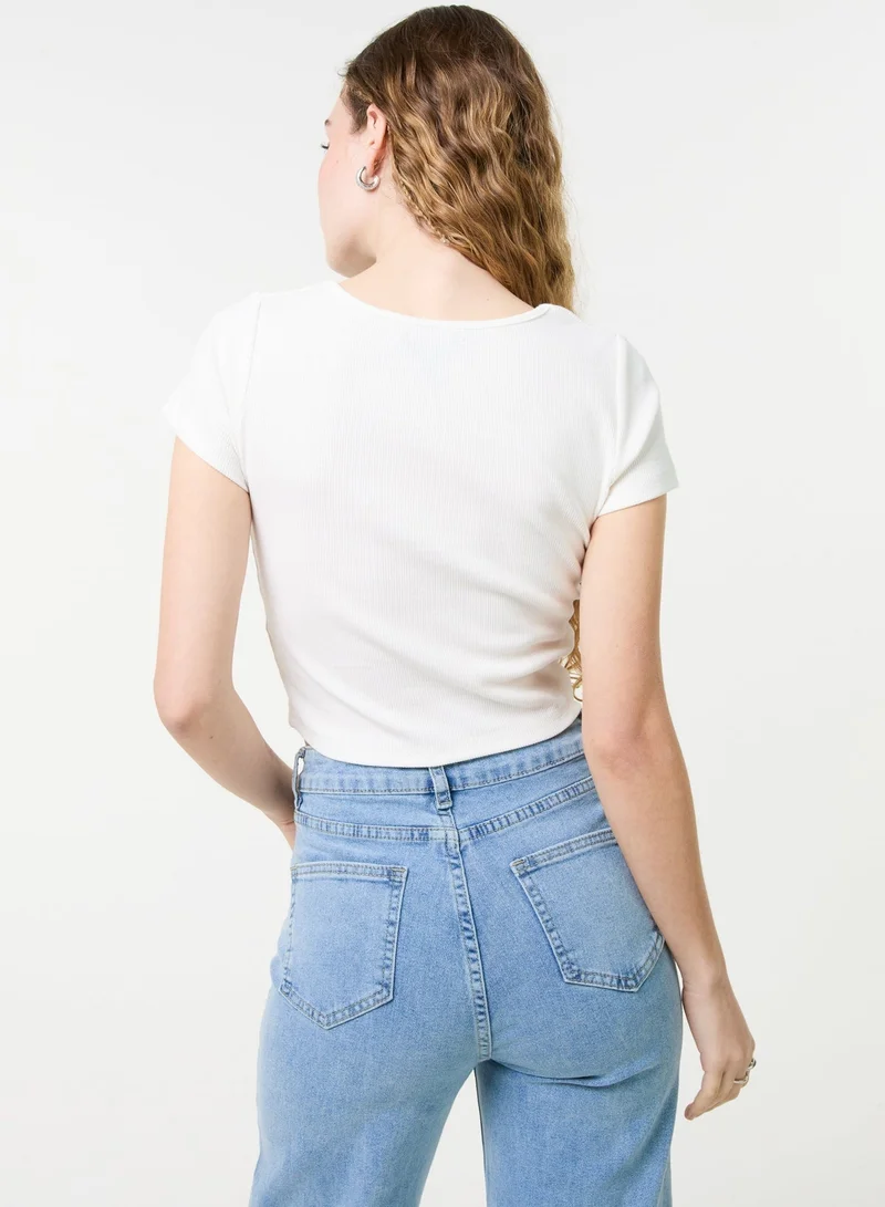 Pink Vanilla Embellished Wash Rib Top