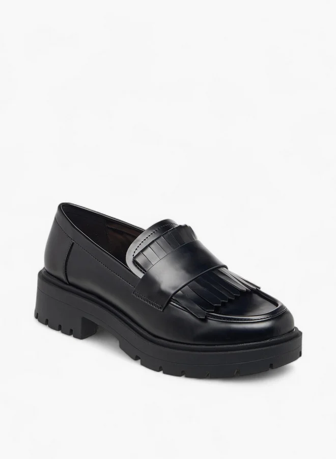 Paprika Fringe Detail Slip-On Loafers