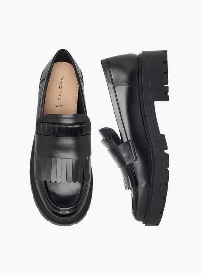 Paprika Fringe Detail Slip-On Loafers
