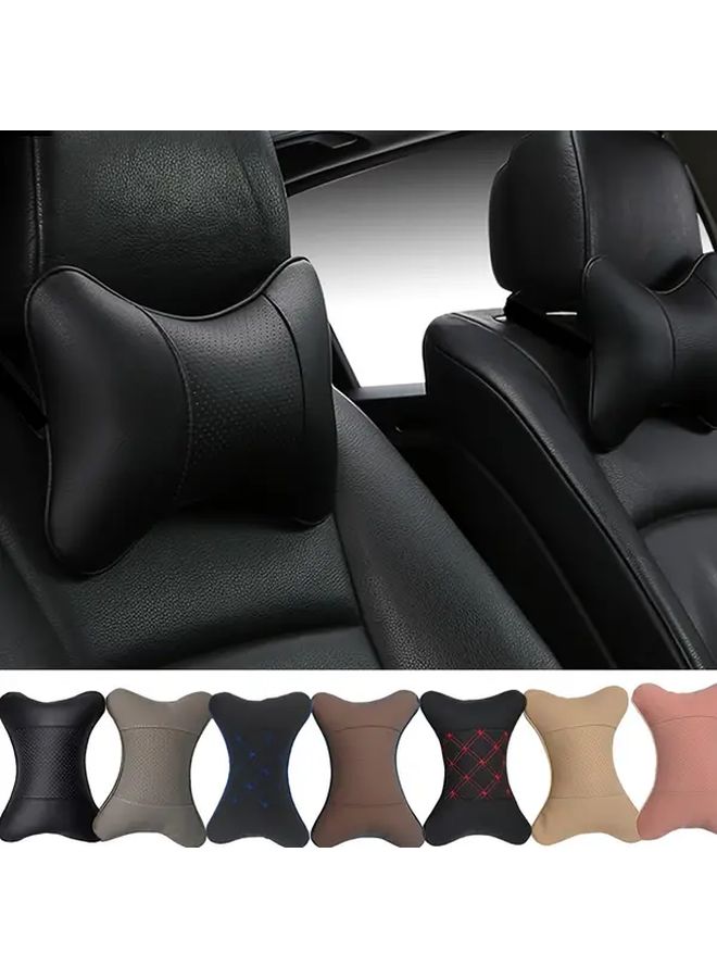 2PC Gray Minimalist Car Headrest Pillows Universal Neck Support Travel Essential - Image 4