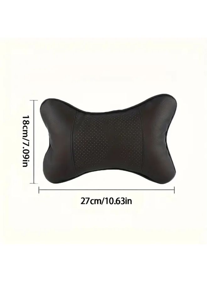 2PC Gray Minimalist Car Headrest Pillows Universal Neck Support Travel Essential - Image 2
