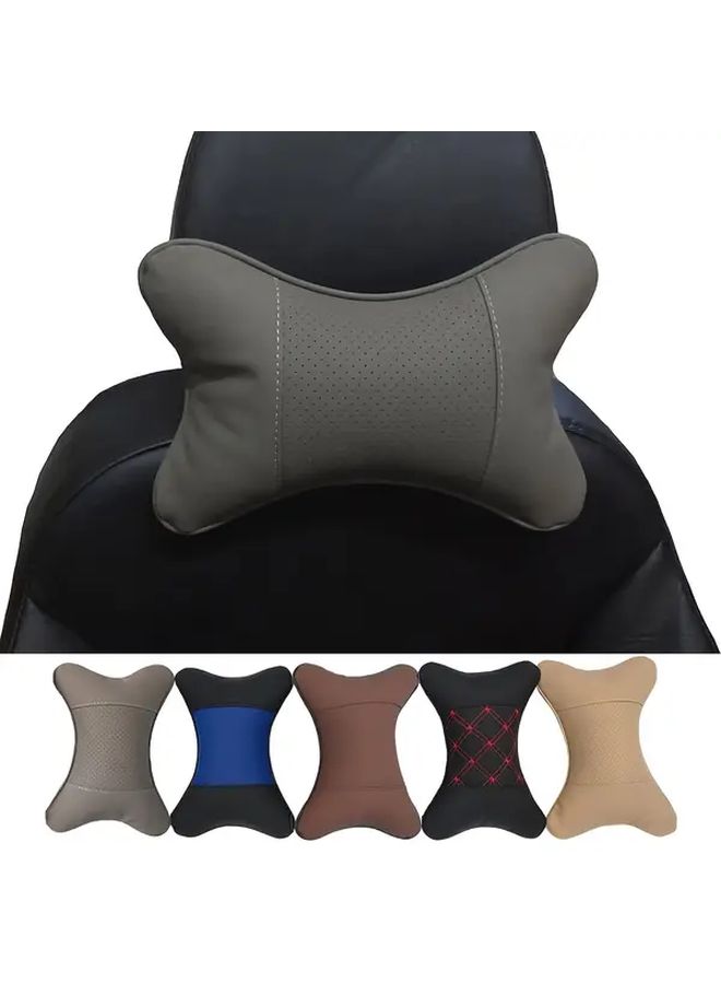 2PC Gray Minimalist Car Headrest Pillows Universal Neck Support Travel Essential - Image 5