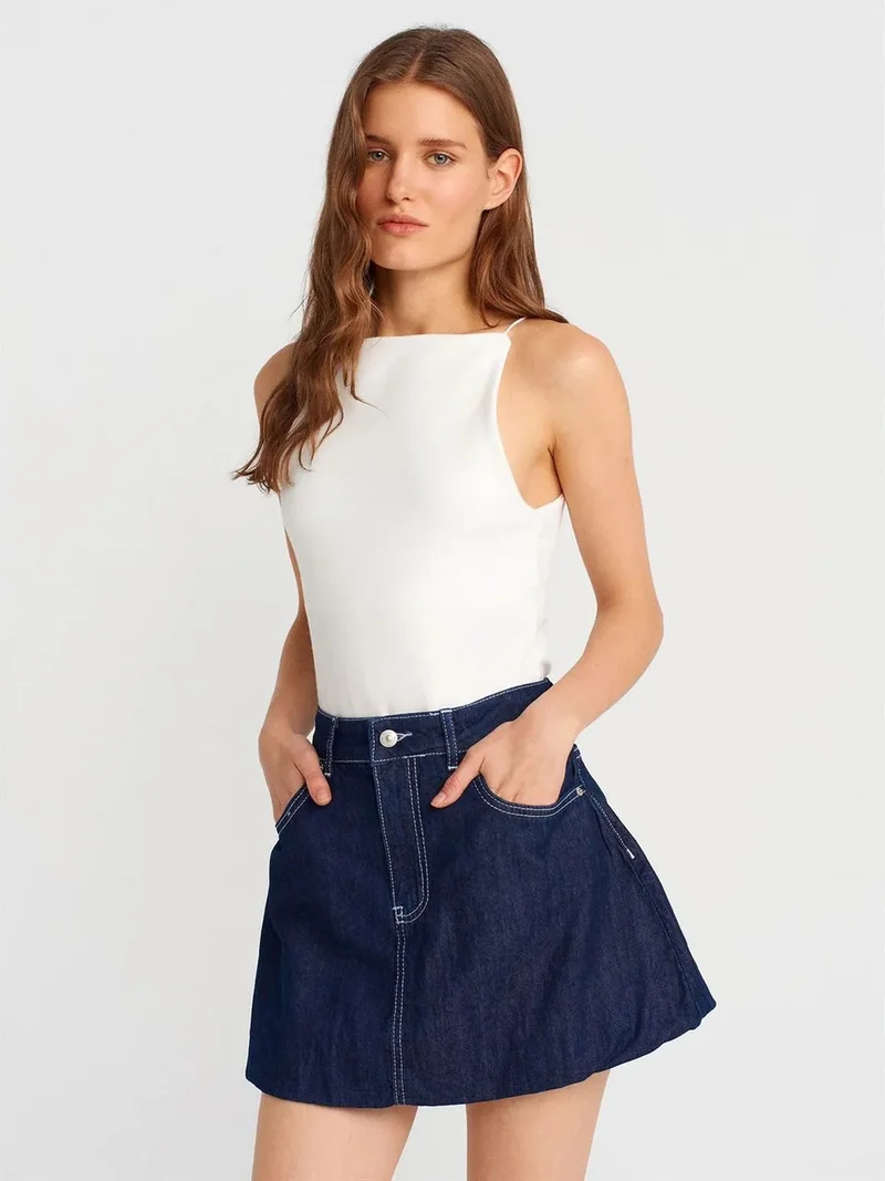 ديلفين DILVIN Slim-Fit Halterneck Jersey Blouse