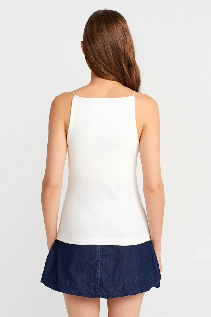 Dilvin White DILVIN Slim-Fit Halterneck Jersey Blouse for Women | Best Price UAE