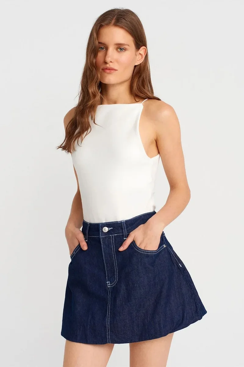 DILVIN Slim-Fit Halterneck Jersey Blouse