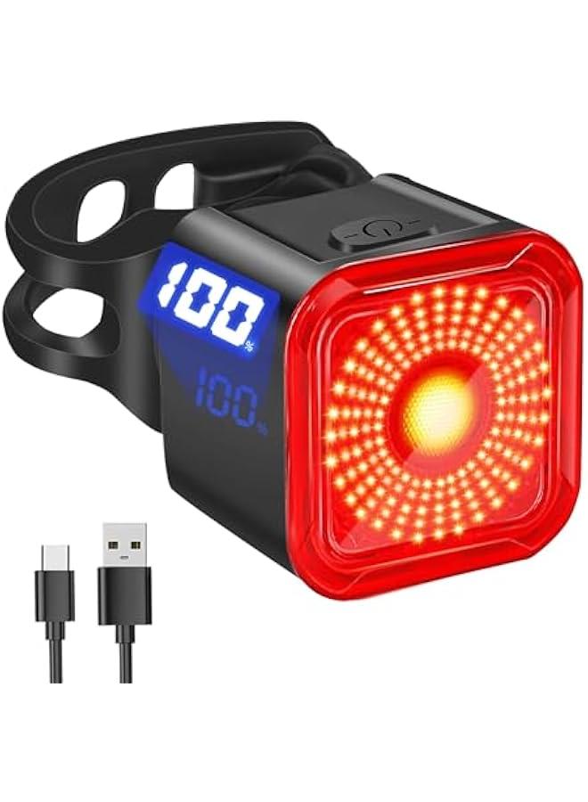 Arabest Bike Tail Light with LED Display Screen, USB-C Rechargeable 6 Light Modes, IP55 Waterproof Bicycle Taillight for Night Riding, Super Bright Rear Bike Light for Road Mountain, Cycling - Image 1