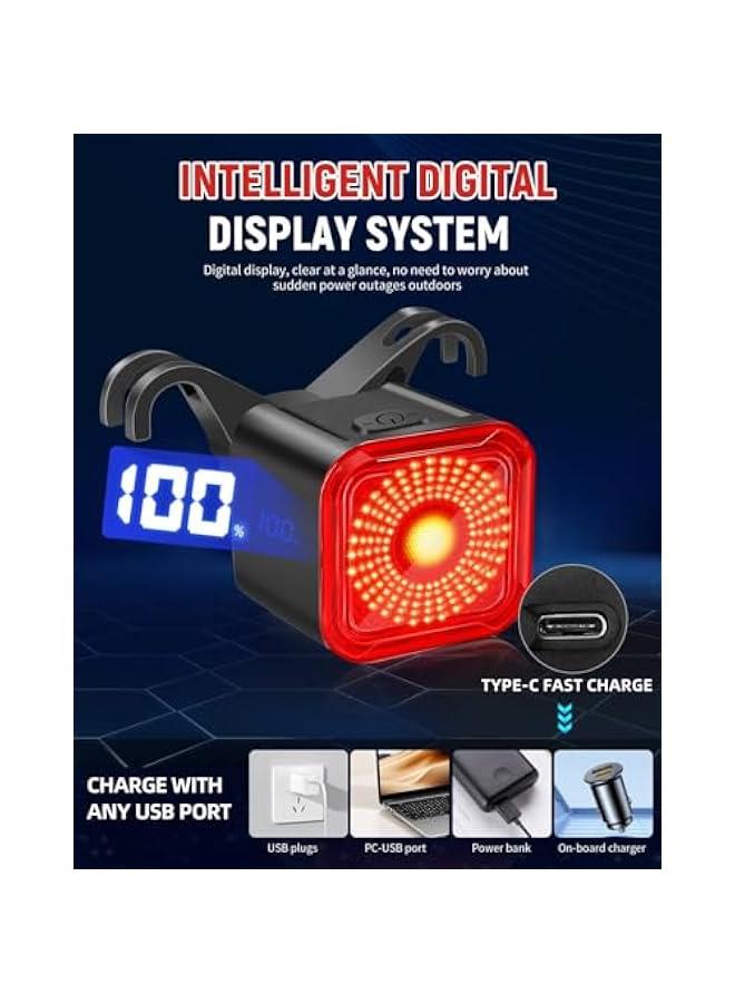 Arabest Bike Tail Light with LED Display Screen, USB-C Rechargeable 6 Light Modes, IP55 Waterproof Bicycle Taillight for Night Riding, Super Bright Rear Bike Light for Road Mountain, Cycling - Image 2