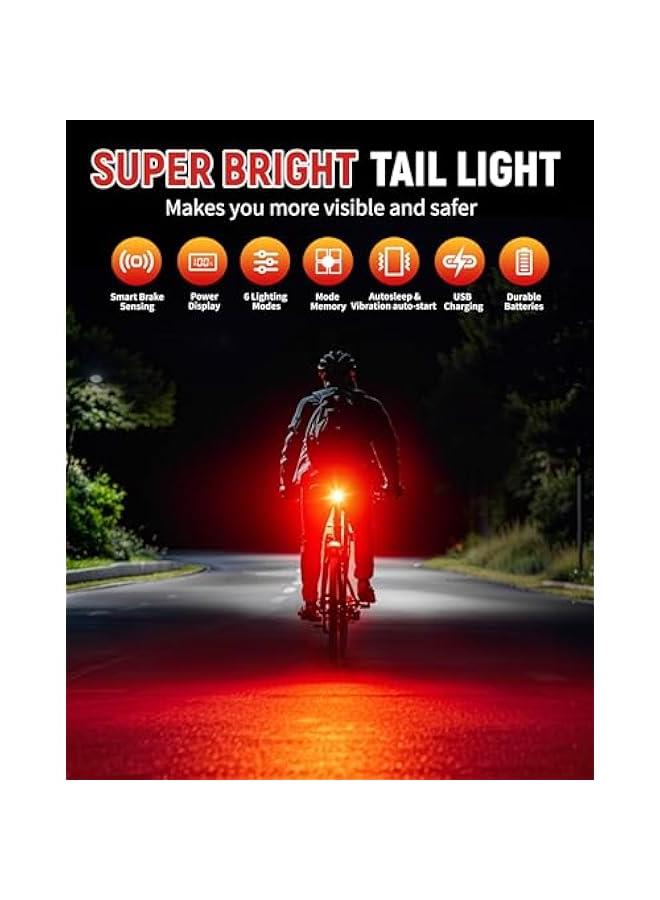 Arabest Bike Tail Light with LED Display Screen, USB-C Rechargeable 6 Light Modes, IP55 Waterproof Bicycle Taillight for Night Riding, Super Bright Rear Bike Light for Road Mountain, Cycling - Image 4