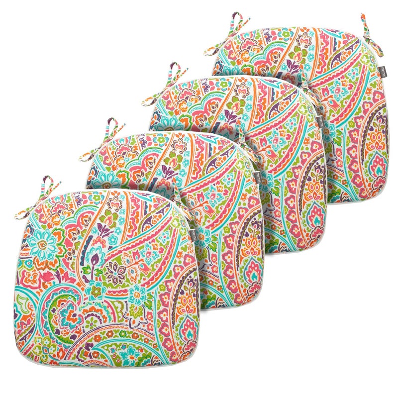 FUNHOME Outdoor Chair Cushions Set of 4 WaterRepellent Seat Cushions D16xW17 Inch All Weather Chair Pads with Tie Cushions for Furniture Garden Home Office Decoration Melora Paisley