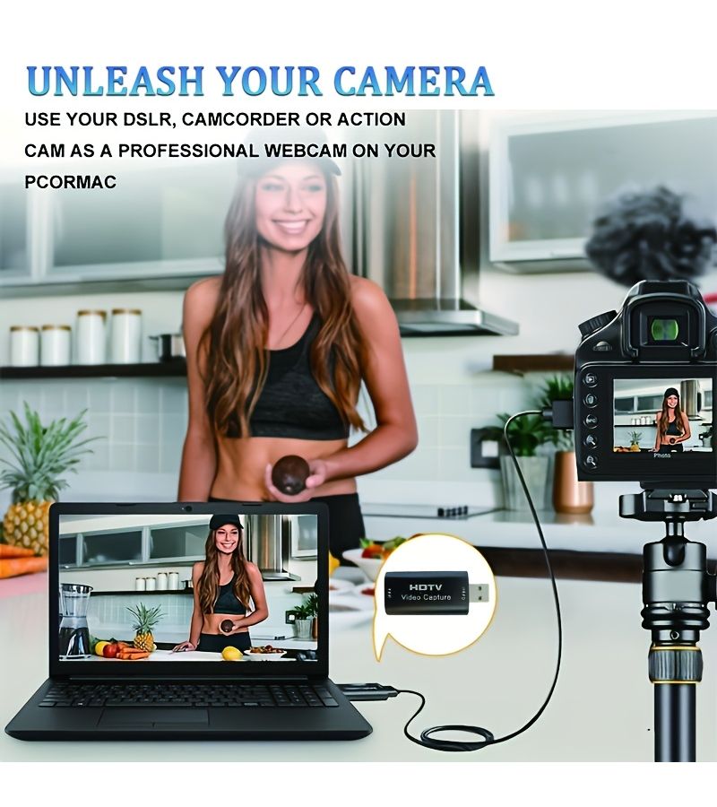 بطاقة التقاط بلاك 2.0 بدقة 1080P عالية الوضوح من USB 2.0 كام لينك محول للألعاب والبث المباشر ومؤتمرات الفيديو والتعليم - Image 5