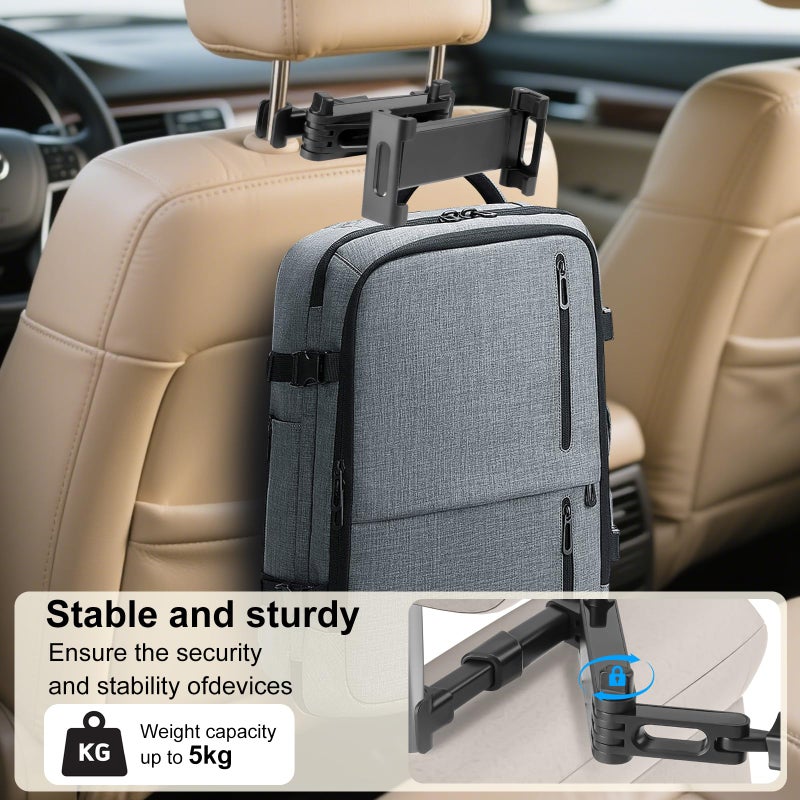 Kairiyard Tablet Holder for Car, 3 in 1 Extension Arm Adjustable Car Headrest Tablet Holder Road Trip Essentials Back Seat Tablets Cars Mount Compatible with iPad Pro, Air, Mini, 4.7-11" Devices - Image 3