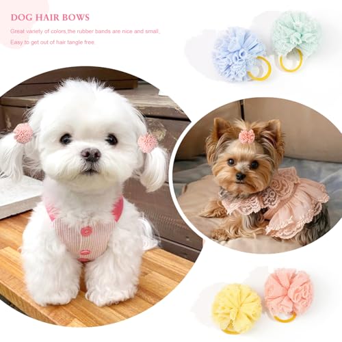 Yxiang Small Dog Ball Bows with Rubber Bands Hair Bows Pet Hair Accessories for Dog Yorkies Poodle and Cat Grooming - Image 2