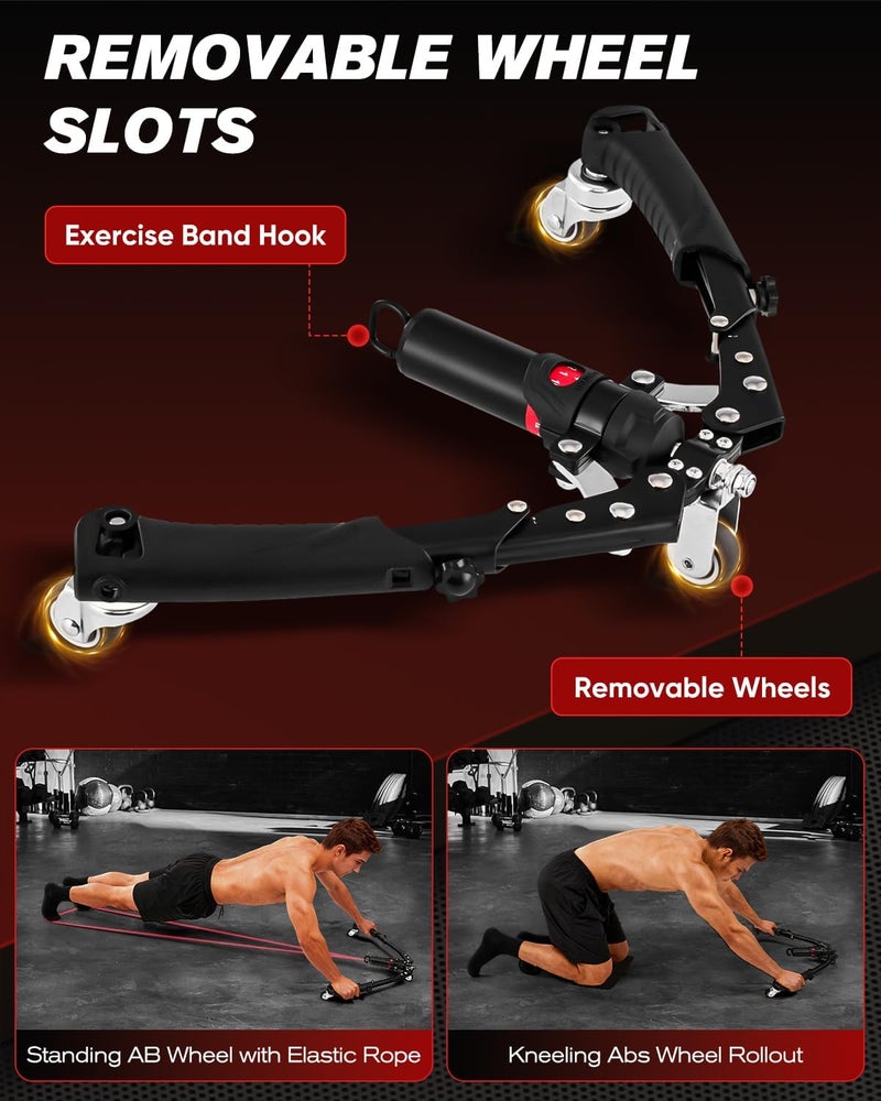 Saker Twister Arm Trainer - 3-in-1 Hydraulic Chest Workout Equipment with Ab Roller Wheel, Adjustable 22-440lbs for Home Gym - Image 5