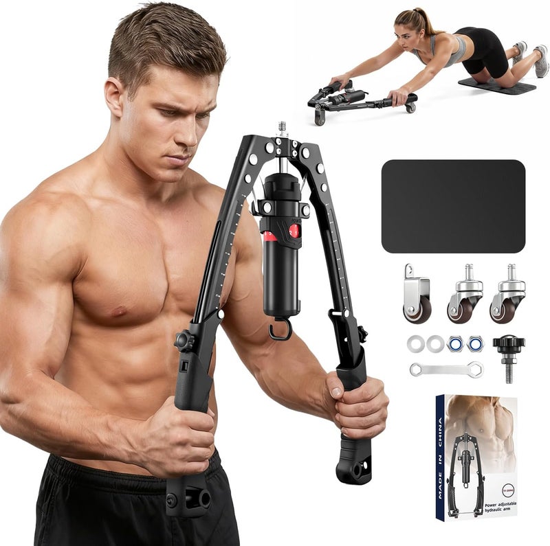 Saker Twister Arm Trainer - 3-in-1 Hydraulic Chest Workout Equipment with Ab Roller Wheel, Adjustable 22-440lbs for Home Gym - Image 1