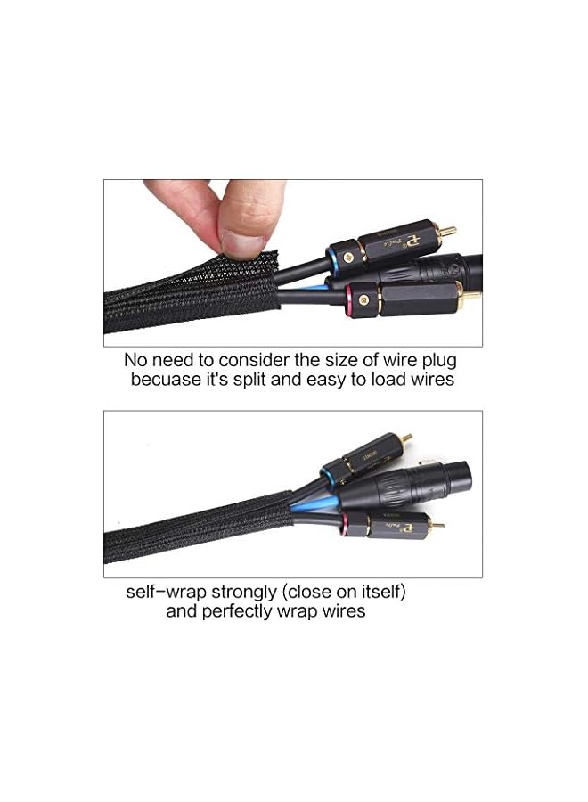PROMASS promass 10ft - 1 inch Braided Cable Management Sleeve Cord Protector - Self-Wrapping Split Wire Loom For USB Cable Power Cord Audio Video Cable – Protect Cat From Chewing Cords(Black)  - Image 2