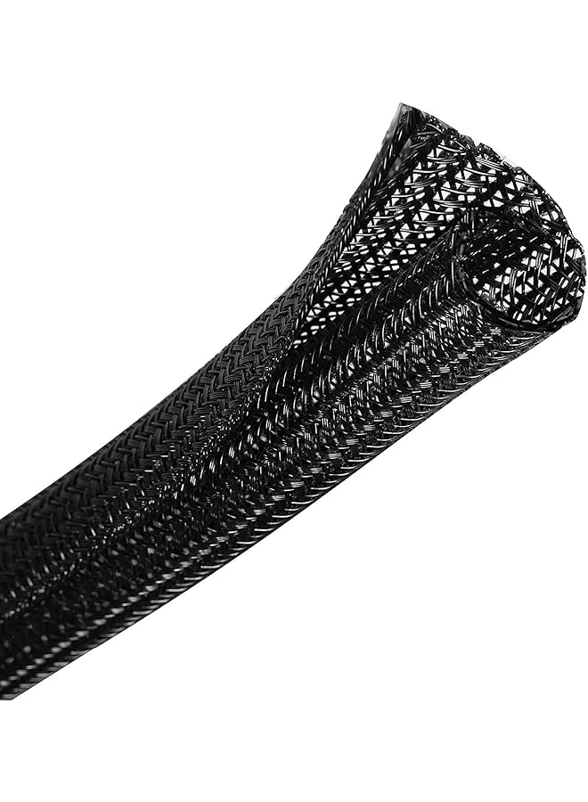PROMASS promass 10ft - 1 inch Braided Cable Management Sleeve Cord Protector - Self-Wrapping Split Wire Loom For USB Cable Power Cord Audio Video Cable – Protect Cat From Chewing Cords(Black)  - Image 1