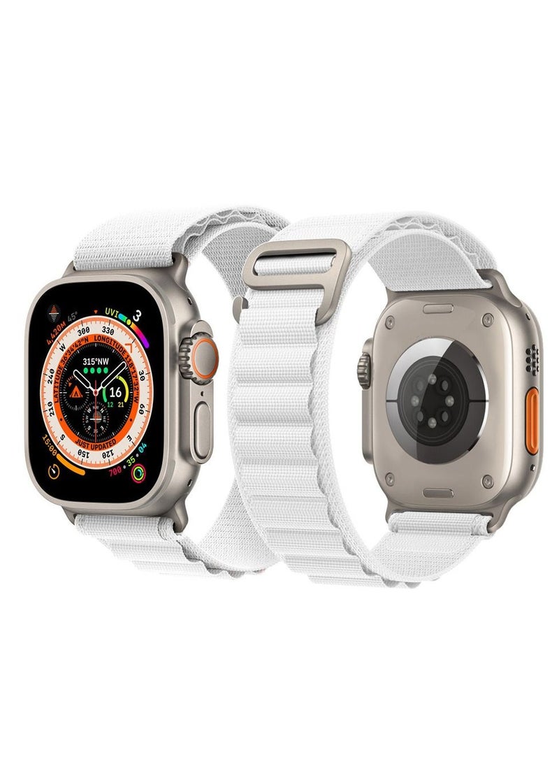 CATANES - Apple Watch Band 49mm 45mm 44mm 42mm Alpine Loop Band Women Men Adjustable with Metal G-Hook Strap for iWatch Ultra Series SE 8/7/6/5/4/3/2/1 White - Image 1