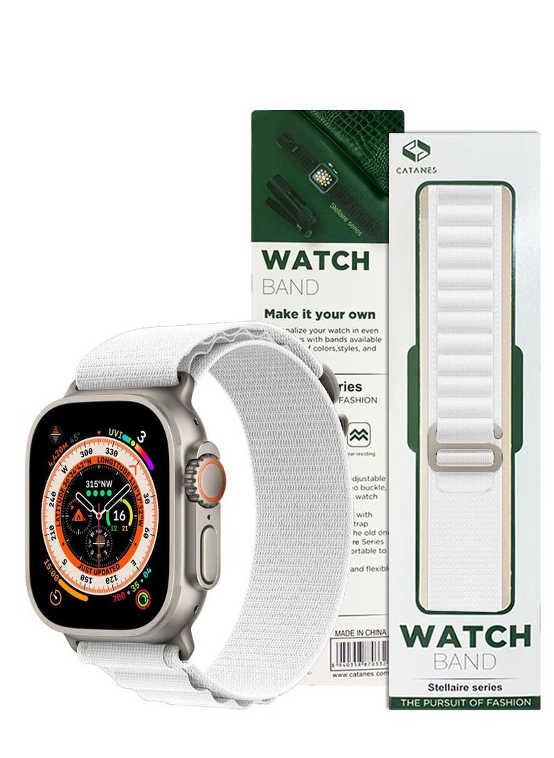 CATANES - Apple Watch Band 49mm 45mm 44mm 42mm Alpine Loop Band Women Men Adjustable with Metal G-Hook Strap for iWatch Ultra Series SE 8/7/6/5/4/3/2/1 White - Image 1