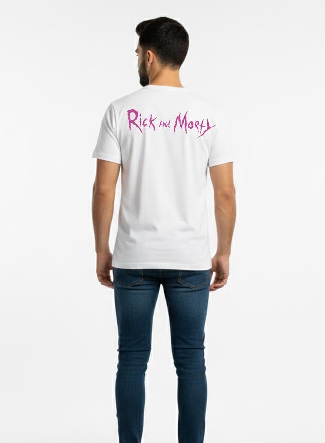 Take Two Rick and Morty Men White Cotton Graphic Print T-Shirt - Image 2