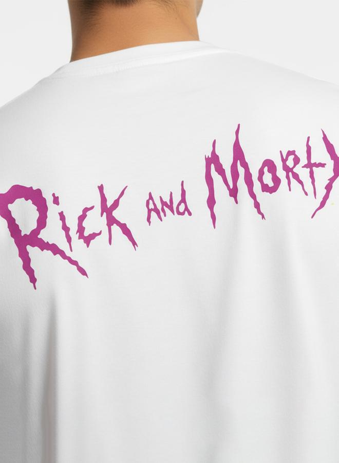 Take Two Rick and Morty Men White Cotton Graphic Print T-Shirt - Image 3