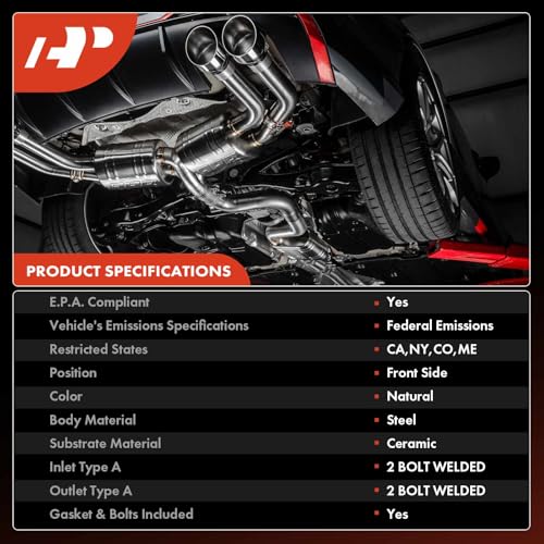 A-Premium Front Catalytic Converter Kit Direct-Fit Compatible with Chevrolet Camaro 2016-2022 & Cadillac ATS 2013-2019, CTS 2014-2017, 2.0L, E.P.A. Compliant, Replace# 19420226, 12670571 - Image 3