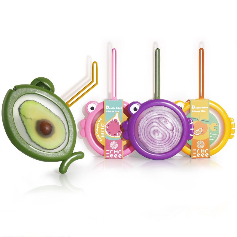 Erehere 4-Piece Airtight Food Storage Containers Set â€“ Avocado Saver, Onion Keeper, Silicone Kitchen Organizers for Fridge, Reusable & Leak-Proof to Lock in Freshness - Image 1