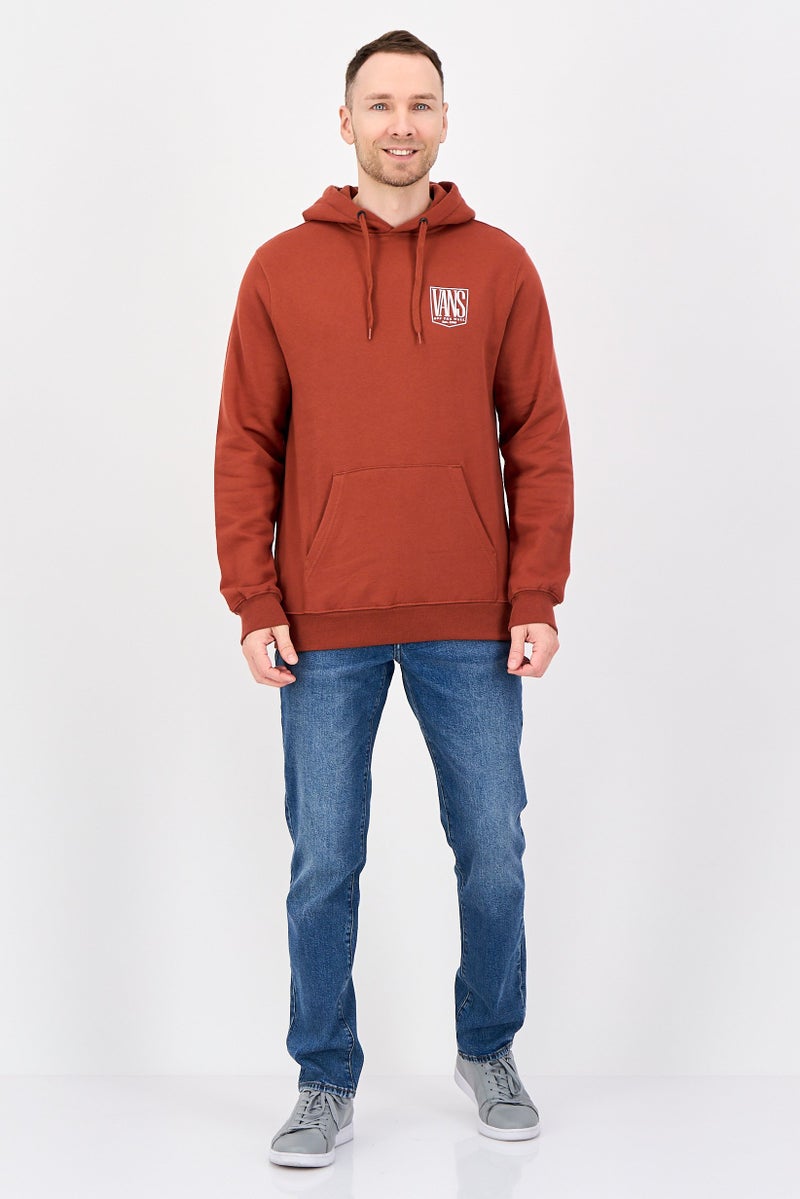 VANS Men Brand Logo Long Sleeve Hoodie, Burnt Orange - Image 4